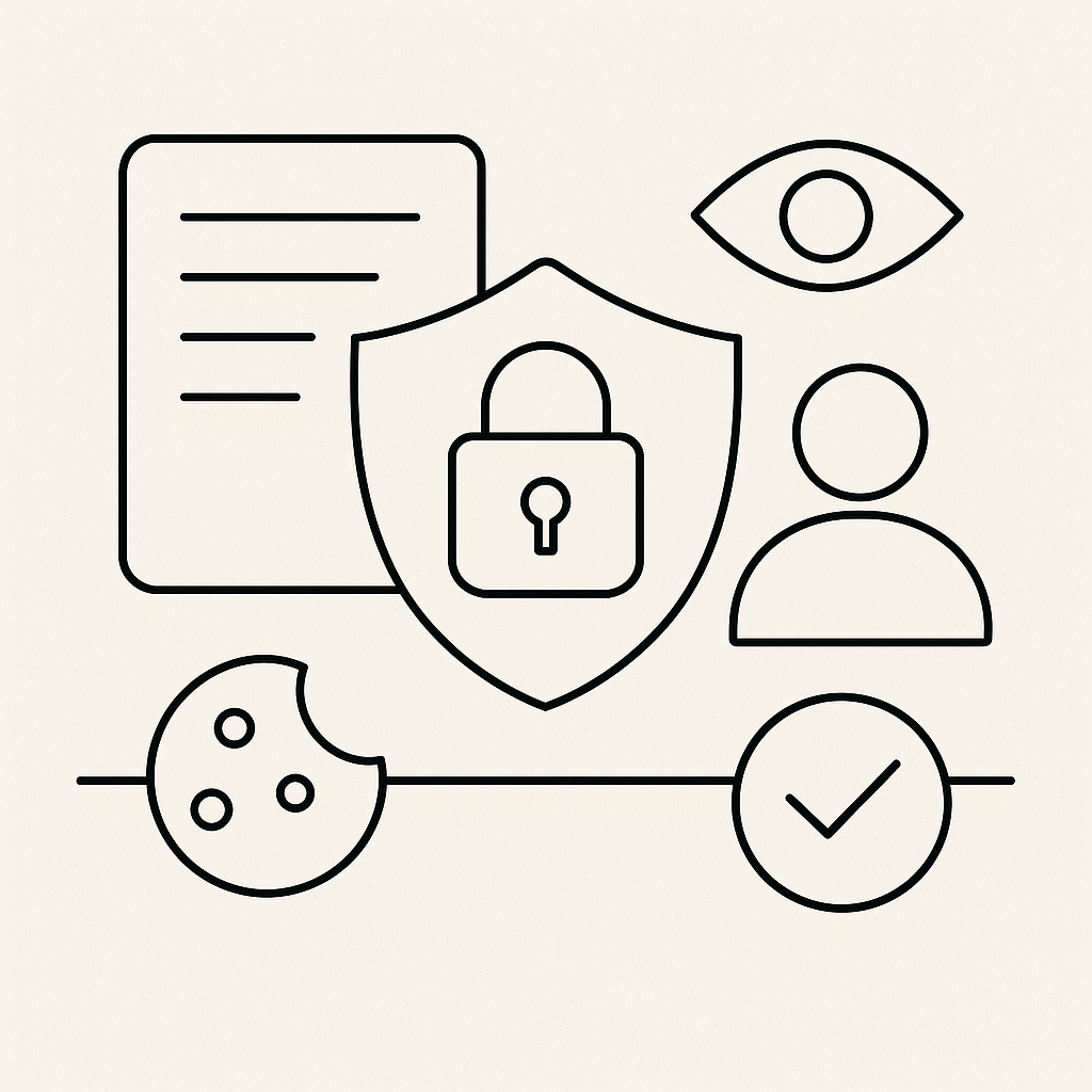 Ilustração sobre privacidade de dados, consentimento de cookies e proteção de informações no blog Mente Magna.